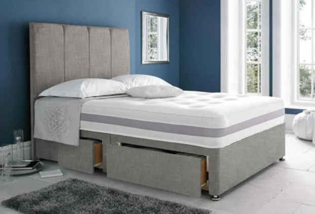 Olivia Bordeaux Divan Bed With Standard Headboard